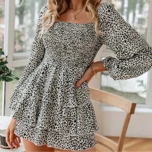 Elegant Black and White Leopard Print Romper